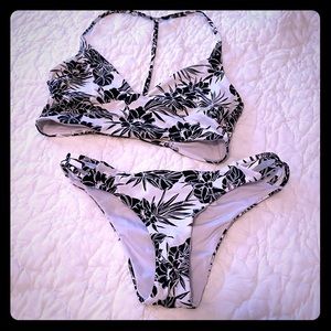 Black and white floral bikini